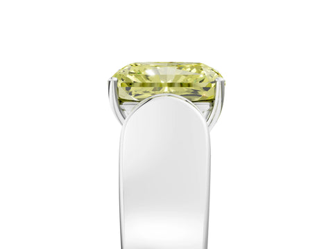 White gold Fancy Yellow Radiant Cut Cut Diamond Channel Set Solitaire Ring with Four-Prong Setting_5