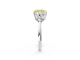 White gold Fancy Yellow Radiant Cut Cut Diamond Cluster Ring with Solitaire Band and Four-Prong Setting_2
