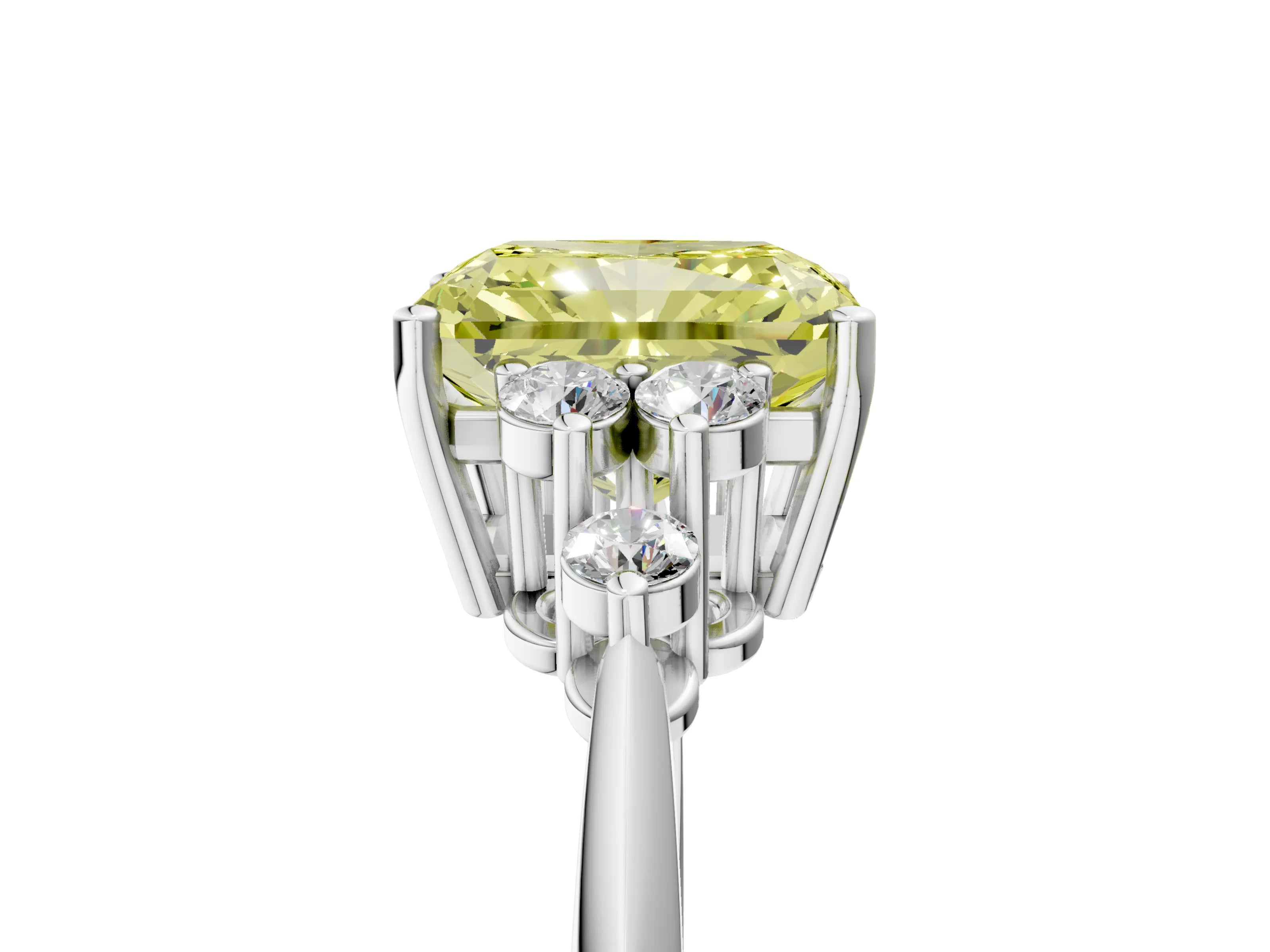 White gold Fancy Yellow Radiant Cut Cut Diamond Cluster Ring with Solitaire Band and Four-Prong Setting_41