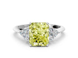 White gold Fancy Yellow Radiant Cut Cut Diamond Cluster Ring with Solitaire Band and Four-Prong Setting_42