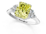 White gold Fancy Yellow Radiant Cut Cut Diamond Cluster Ring with Solitaire Band and Four-Prong Setting_43