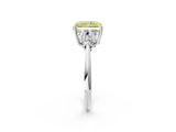 White gold Fancy Yellow Radiant Cut Cut Diamond Cluster Ring with Solitaire Band and Four-Prong Setting_44