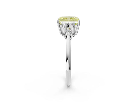 White gold Fancy Yellow Radiant Cut Cut Diamond Cluster Ring with Solitaire Band and Four-Prong Setting_44