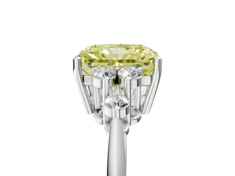 White gold Fancy Yellow Radiant Cut Cut Diamond Cluster Ring with Solitaire Band and Four-Prong Setting_47