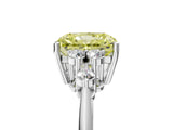 White gold Fancy Yellow Radiant Cut Cut Diamond Cluster Ring with Solitaire Band and Four-Prong Setting_5