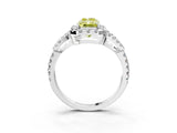 White gold Fancy Yellow Radiant Cut Cut Diamond Halo Engagement Ring with Open Split Pavé Band_3