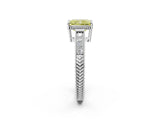 White gold Fancy Yellow Radiant Cut Cut Diamond Milgrain Pave Band Four-Prong Setting Ring_17