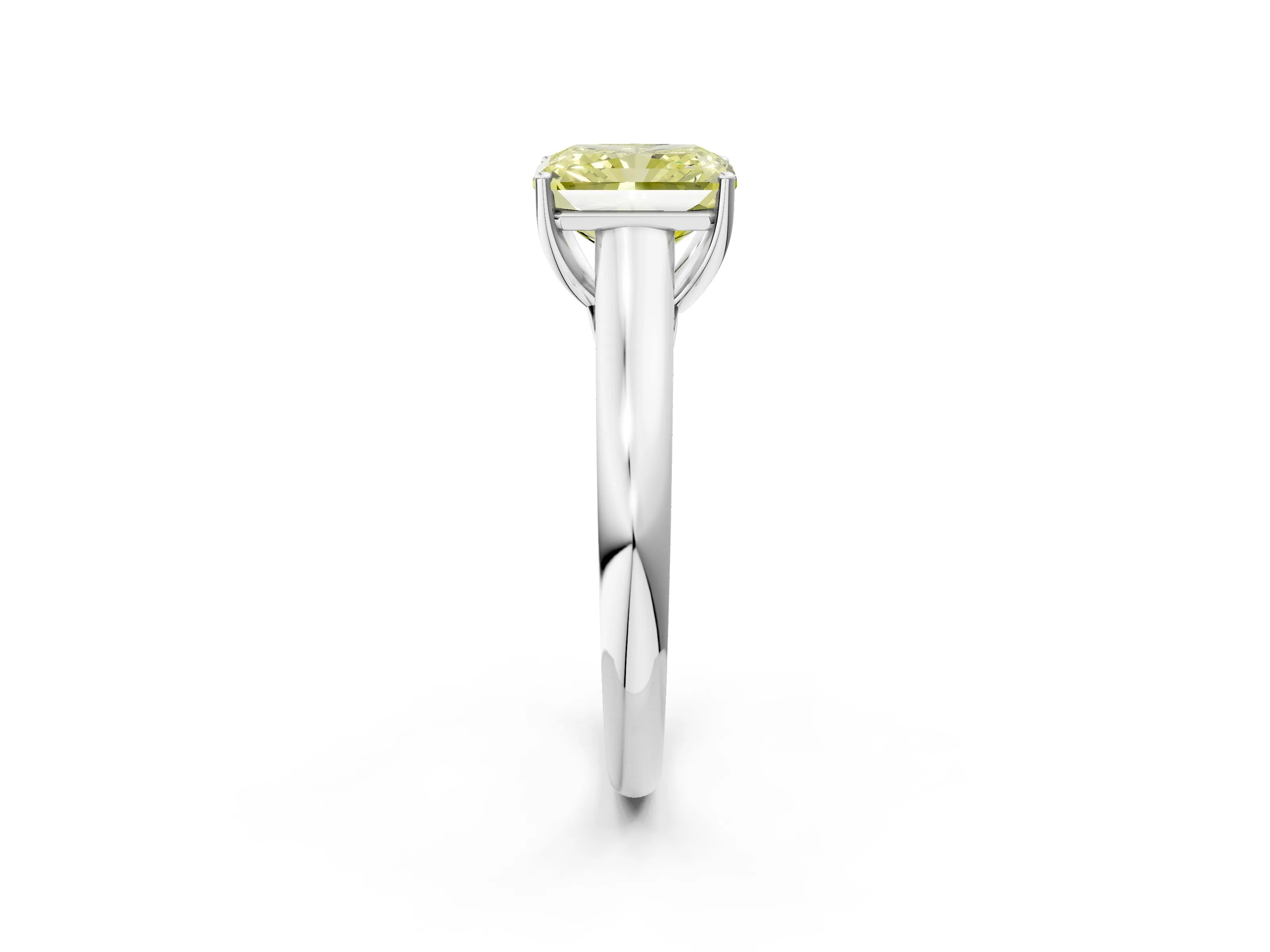 White gold Fancy Yellow Radiant Cut Cut Diamond Solitaire Engagement Ring with Tapered Plain Band and Four-Prong Setting_14
