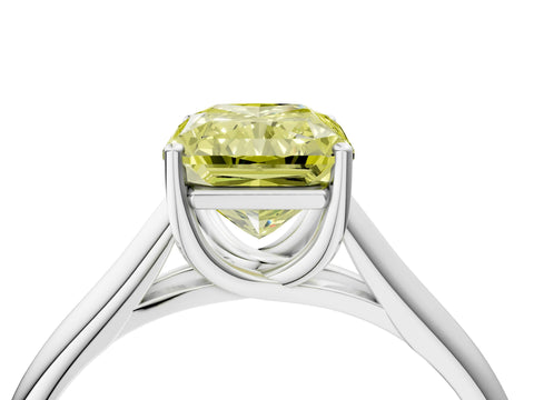 White gold Fancy Yellow Radiant Cut Cut Diamond Solitaire Engagement Ring with Tapered Plain Band and Four-Prong Setting_16