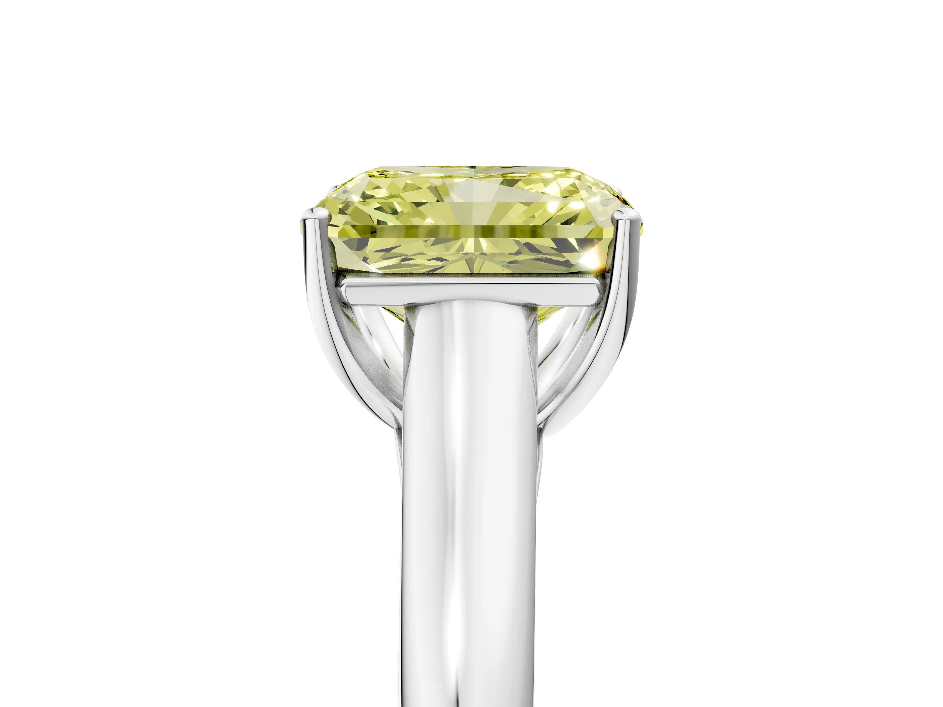 White gold Fancy Yellow Radiant Cut Cut Diamond Solitaire Engagement Ring with Tapered Plain Band and Four-Prong Setting_17