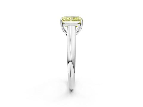 White gold Fancy Yellow Radiant Cut Cut Diamond Solitaire Engagement Ring with Tapered Plain Band and Four-Prong Setting_2