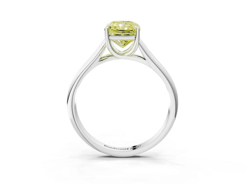 White gold Fancy Yellow Radiant Cut Cut Diamond Solitaire Engagement Ring with Tapered Plain Band and Four-Prong Setting_3