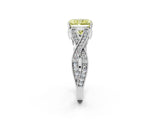 White gold Fancy Yellow Radiant Cut Cut Diamond Twisted Band with Milgrain Pave Setting and Four-Prong Setting_15