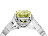 White gold Fancy Yellow Radiant Cut Cut Diamond Twisted Band with Milgrain Pave Setting and Four-Prong Setting_4