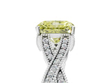 White gold Fancy Yellow Radiant Cut Cut Diamond Twisted Band with Milgrain Pave Setting and Four-Prong Setting_5