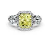 White gold Fancy Yellow Radiant Cut Cut Halo Diamond Infinity Band with Four-Prong Setting