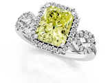 White gold Fancy Yellow Radiant Cut Cut Halo Diamond Infinity Band with Four-Prong Setting_1