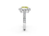 White gold Fancy Yellow Radiant Cut Cut Halo Diamond Pavé Engagement Ring with Milgrain Detailing_14