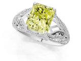 White gold Fancy Yellow Radiant Cut Cut Milgrain Pave Diamond Engagement Ring with Four-Prong Setting_28