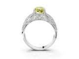 White gold Fancy Yellow Radiant Cut Cut Milgrain Pave Diamond Engagement Ring with Four-Prong Setting_30