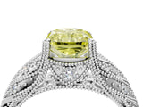 White gold Fancy Yellow Radiant Cut Cut Milgrain Pave Diamond Engagement Ring with Four-Prong Setting_31