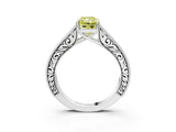 White gold Fancy Yellow Radiant Cut Cut Pave Band Milgrain Solitaire Ring_10