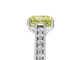 White gold Fancy Yellow Radiant Cut Cut Pave Band Milgrain Solitaire Ring_12