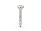 White gold Fancy Yellow Radiant Cut Cut Pave Band Milgrain Solitaire Ring_2