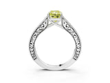 White gold Fancy Yellow Radiant Cut Cut Pave Band Milgrain Solitaire Ring_3
