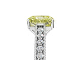 White gold Fancy Yellow Radiant Cut Cut Pave Band Milgrain Solitaire Ring_5
