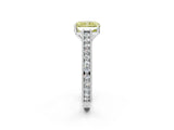 White gold Fancy Yellow Radiant Cut Cut Pave Band Milgrain Solitaire Ring_8
