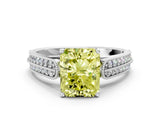White gold Fancy Yellow Radiant Cut Cut Pave Split Shank Engagement Ring with Four-Prong Setting_12