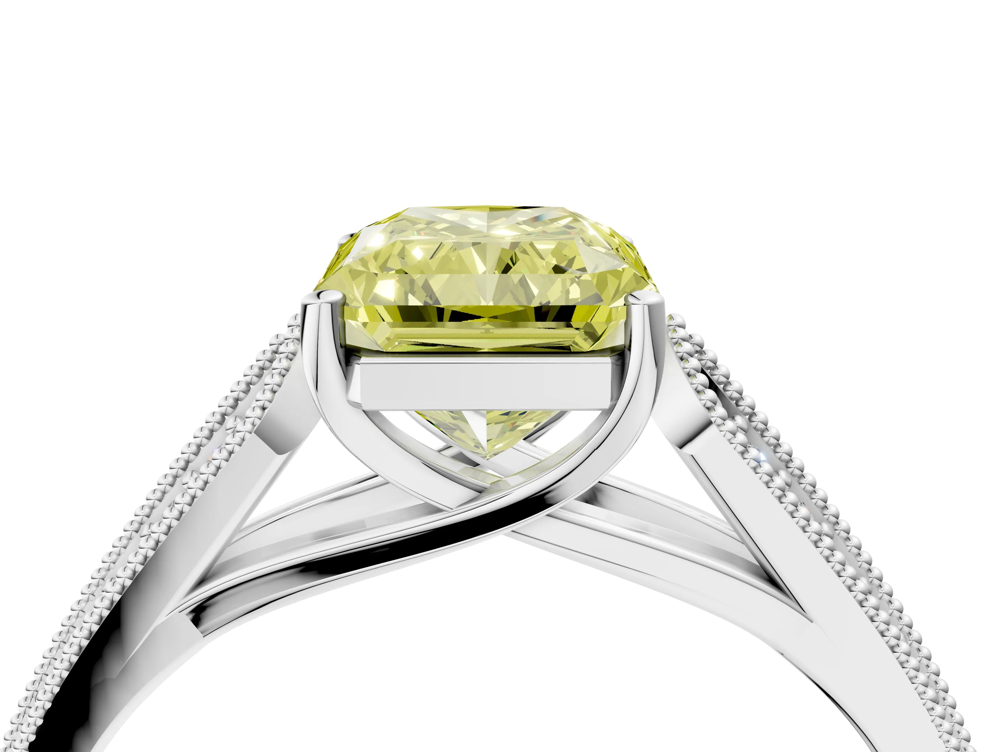 White gold Fancy Yellow Radiant Cut Cut Pave Split Shank Engagement Ring with Four-Prong Setting_16
