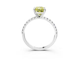 White gold Fancy Yellow Radiant Cut Diamond Brilliant Solitaire Ring with Pavé Band and Four-Prong Setting_15
