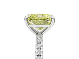 White gold Fancy Yellow Radiant Cut Diamond Brilliant Solitaire Ring with Pavé Band and Four-Prong Setting_17