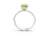 White gold Fancy Yellow Radiant Cut Diamond Brilliant Solitaire Ring with Pavé Band and Four-Prong Setting_27