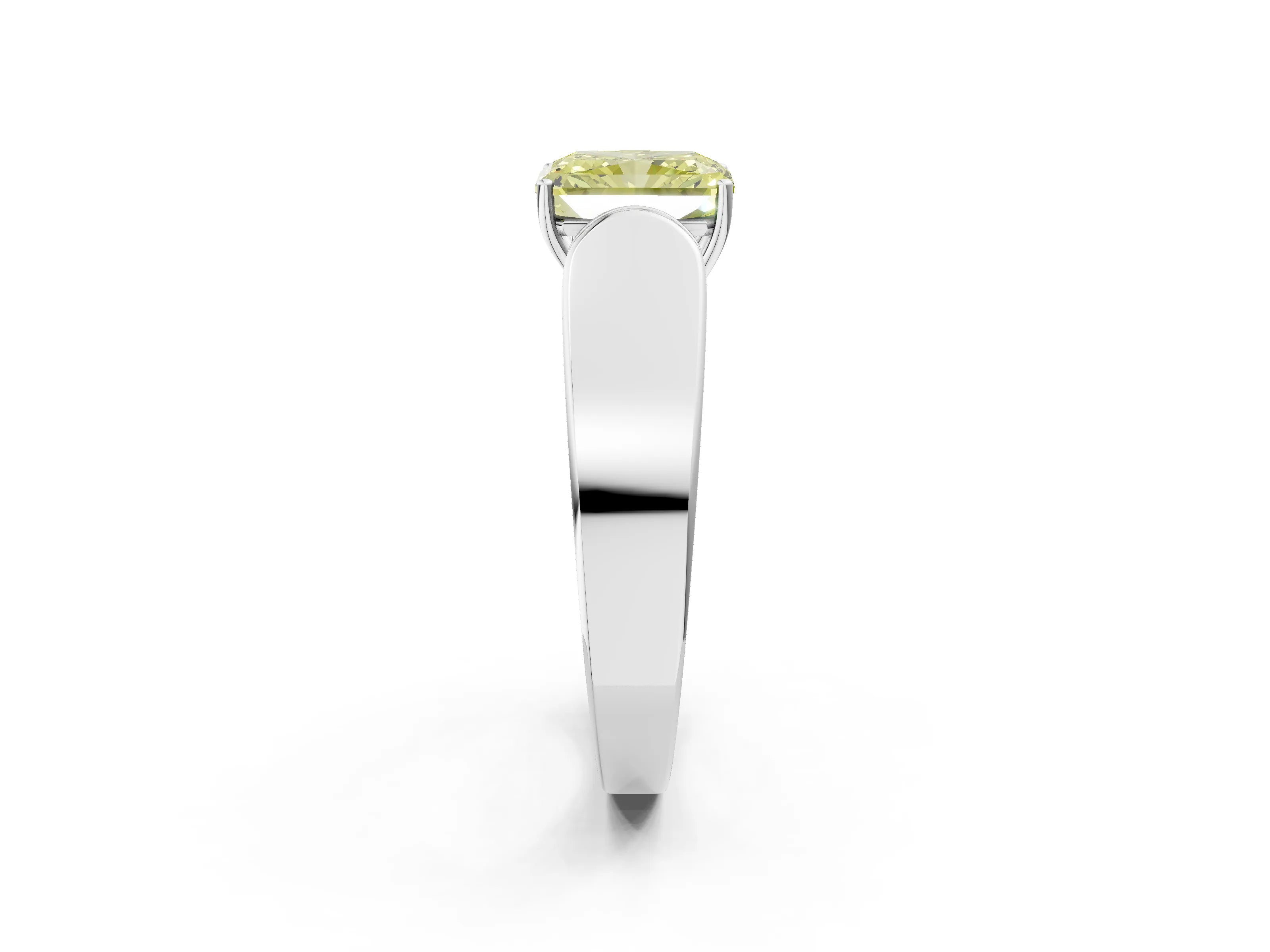 White gold Fancy Yellow Radiant Cut Diamond Channel Set Solitaire Ring with Four-Prong Setting_47