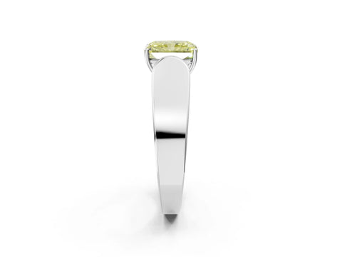 White gold Fancy Yellow Radiant Cut Diamond Channel Set Solitaire Ring with Four-Prong Setting_47