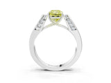 White gold Fancy Yellow Radiant Cut Diamond Channel Set Solitaire Ring with Four-Prong Setting_48