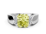 White gold Fancy Yellow Radiant Cut Diamond Channel Set Solitaire Ring with Four-Prong Setting_56