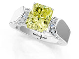 White gold Fancy Yellow Radiant Cut Diamond Channel Set Solitaire Ring with Four-Prong Setting_57