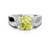 White gold Fancy Yellow Radiant Cut Diamond Channel Set Solitaire Ring with Four-Prong Setting_57