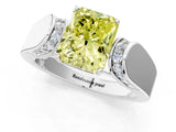 White gold Fancy Yellow Radiant Cut Diamond Channel Set Solitaire Ring with Four-Prong Setting_63