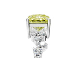 White gold Fancy Yellow Radiant Cut Diamond Cluster Pavé Band with Four-Prong Setting_17