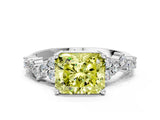 White gold Fancy Yellow Radiant Cut Diamond Cluster Pavé Band with Four-Prong Setting_3