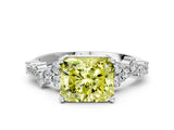 White gold Fancy Yellow Radiant Cut Diamond Cluster Pavé Band with Four-Prong Setting_36