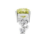 White gold Fancy Yellow Radiant Cut Diamond Cluster Pavé Band with Four-Prong Setting_8