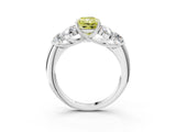 White gold Fancy Yellow Radiant  Cut Diamond Cluster Ring with Round Accent Stones and Prong Setting on a Classic Band_52