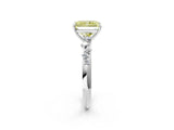 White gold Fancy Yellow Radiant Cut Diamond Cluster Side Stone Solitaire Ring with Prong Setting_79