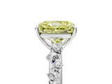 White gold Fancy Yellow Radiant Cut Diamond Cluster Side Stone Solitaire Ring with Prong Setting_82